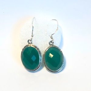 Boho Silver Jade Stone Earring